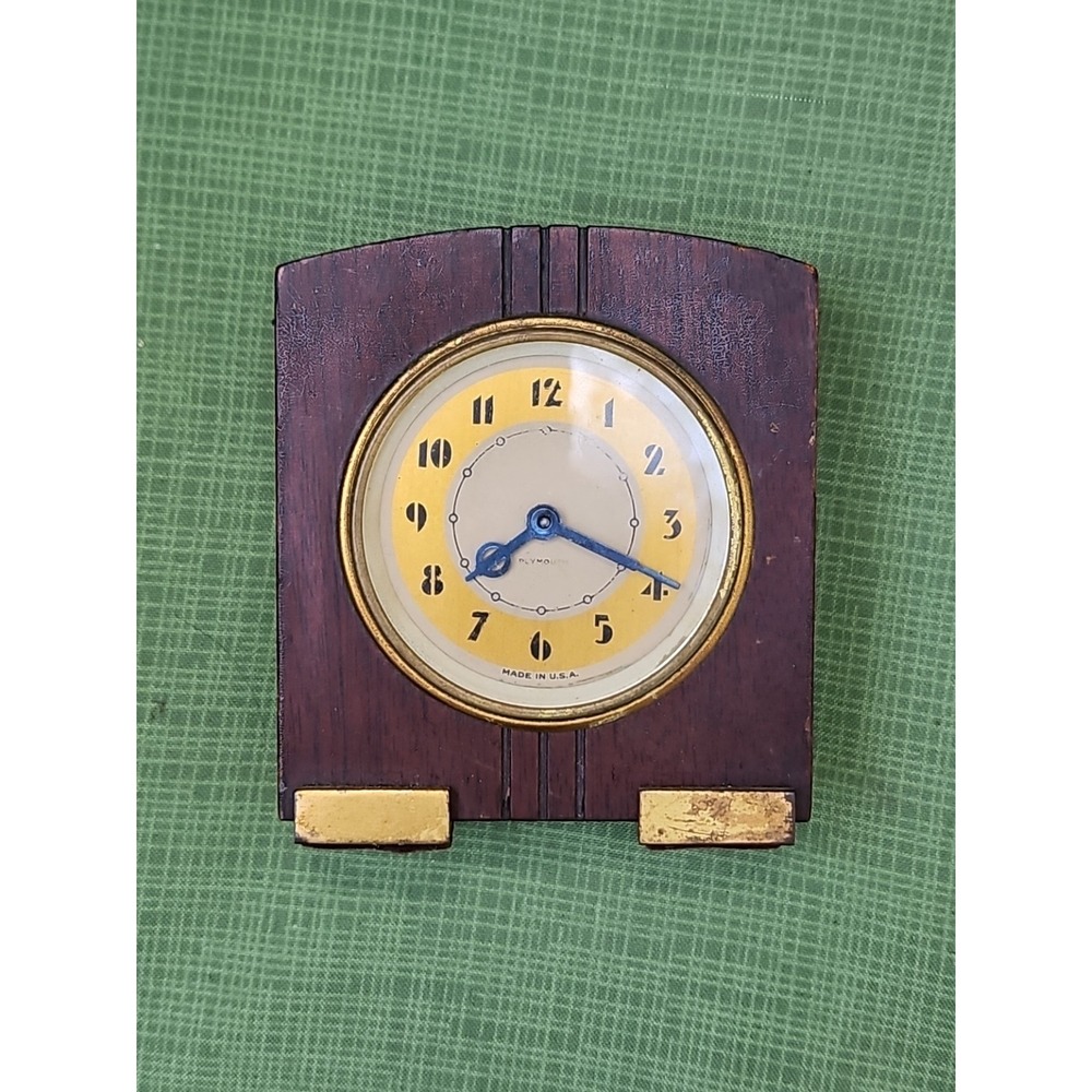 Plymouth 8 day Desk Clock Vintage Art Deco For Parts